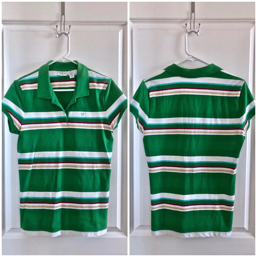 NEW AEROPOSTALE Green & White Striped Polo Shirt
